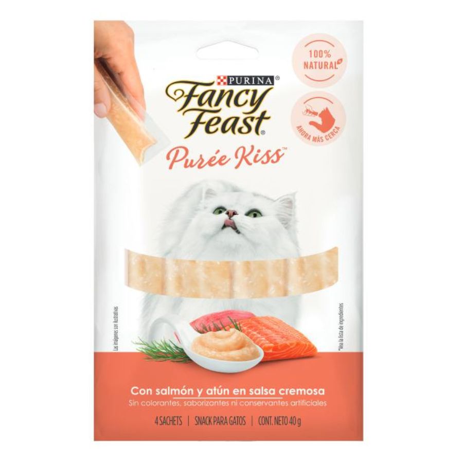 Snack líquido para gato Fancy Feast Purée Kiss Salmón 40GR, , large image number null